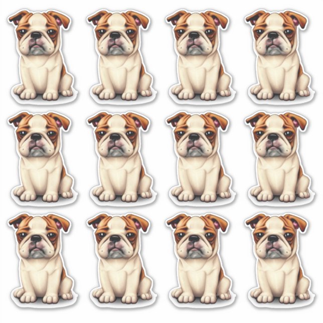 Adesivo 12 Cachorros de Bulldog (Frente)
