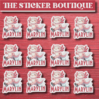 Adesivo 12 Em Um Cute Nome Personalizado Executando Axolot