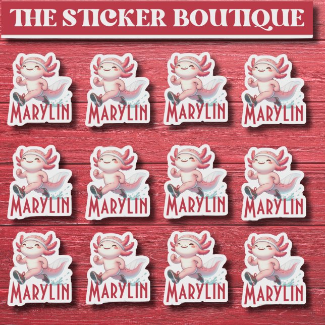 Adesivo 12 Em Um Cute Nome Personalizado Executando Axolot (Criador carregado)