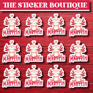 Adesivo 12 Em Um Nome Personalizado Cute Meditando Axolotl