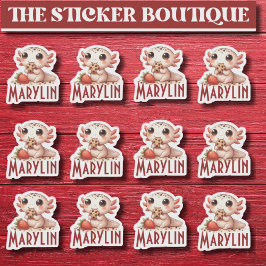 Adesivo 12 Em Um Nome Personalizado Cute Snack Time Axolot