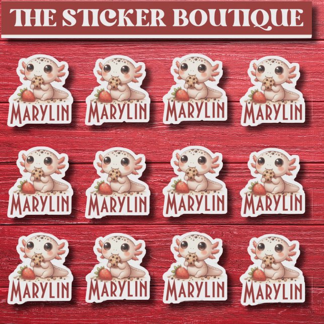 Adesivo 12 Em Um Nome Personalizado Cute Snack Time Axolot (Criador carregado)