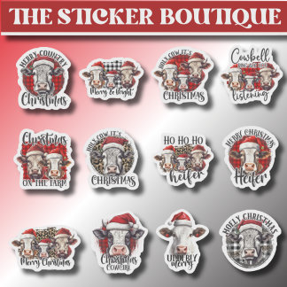 Adesivo 12 Em Uma Vaca De Feriado De Fazenda No Natal