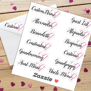 Adesivo 12 Nomes Lista de Convidados Personalizada Caligra
