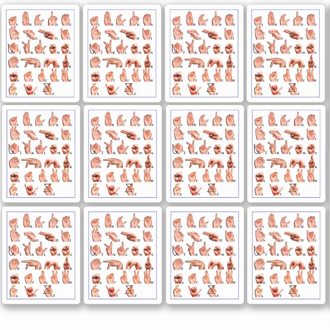 Adesivo 12pcs American Sign Language Alphabet Board, Asl  (Frente)