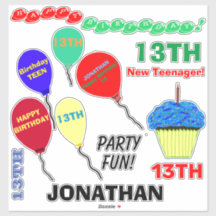 13 Birthday Cupcake Balões Vinil