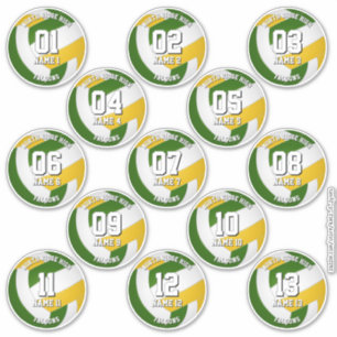 Adesivo 13 cores de time verde dourado jogadores de volei