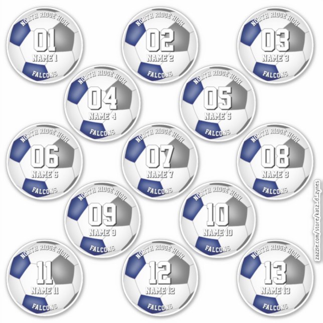 Adesivo 13 jogadores de futebol conjunto de cores da equip (Frente)