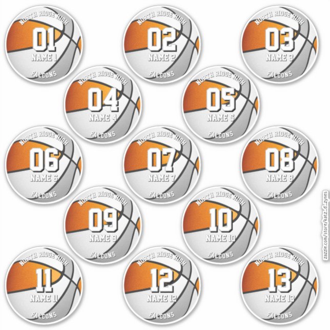 Adesivo 13 orange gray team colors basketball stickers (Frente)
