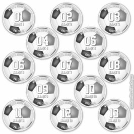 Adesivo 13 soccer stickers w black gray team colors
