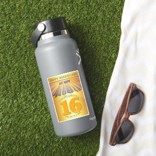 Adesivo 16 Anos Golden Ray 12 Passos NOME PERSONALIZADO