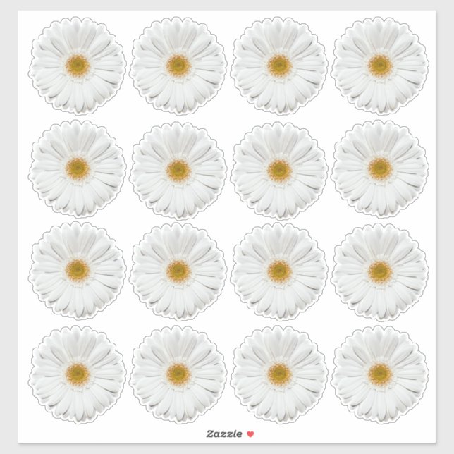 Adesivo 16 Autocolantes brancos Gerbera Daisy Flower Kiss- (Folha)