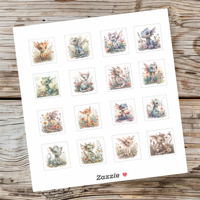 Adesivo 16 Dragões para Bebês com varas de flores (Criador carregado)