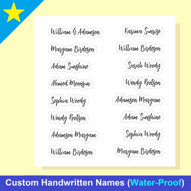 Adesivo 16 Nomes Negros | Letra de Caligrafia Elegante (Personalized names Sticker
)