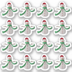 Adesivo 16 x Natal Snowman Green Red, efeito 3D, K-Cut