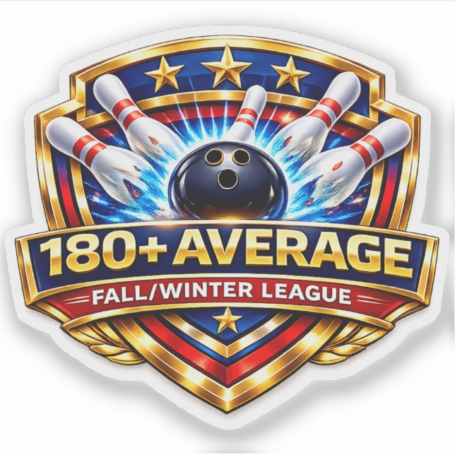 Adesivo 180+ Bowling Average | Fall / Winter League (Frente)