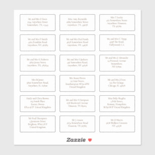 Adesivo 18 Endereços de Nome de Convidado de Evento Indiv