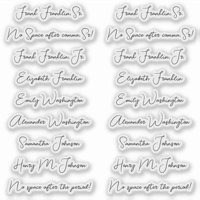 Adesivo 18 Guest Names - Script Elegante de Caligrafia Mon (Frente)