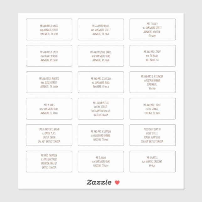 Adesivo 18 Nome de Convidado Individual Endereça Brown Inf (Folha)