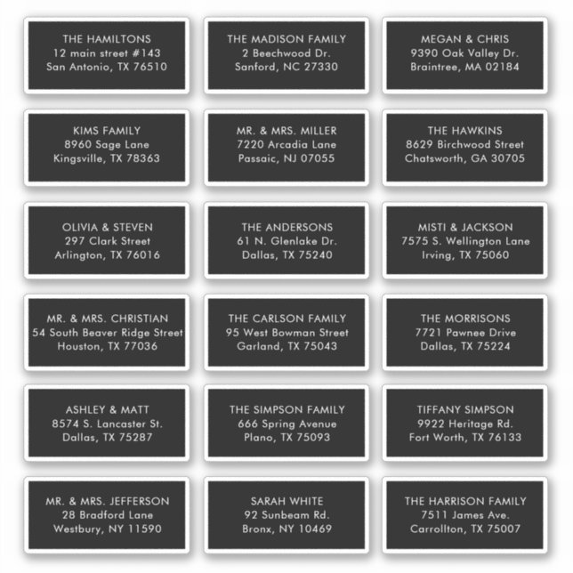 Adesivo 18 Nome do Destinatário do Convidado Preto Endereç (Frente)