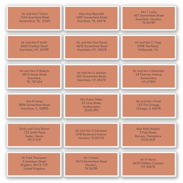 Adesivo 18 Nomes de Convidados Individuais Endereçam Terra (Frente)