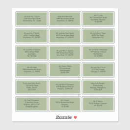 Adesivo 18 Nomes de Convidados Individuais Endereços Verde