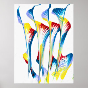 Adesivo 1 Lindo Poster Abstrato de Flor Acrílica 