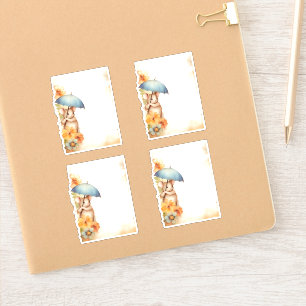 Adesivo 1 Rato com flores cor-de-rosa laranja azul guarda-