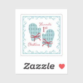 Adesivo 1st Christmas Mittens Red Bow Holiday