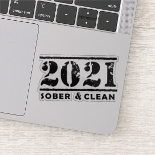 Adesivo 2021 Sober & Clean Recovery Sobriety Incenagement