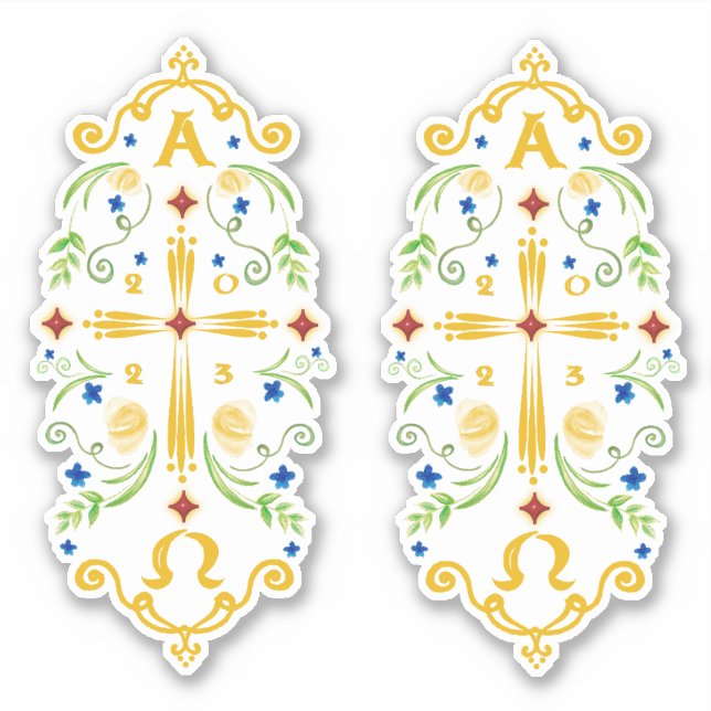 Adesivo 2023 Paschal Candle Blue Flowers Sticker (Frente)