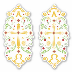 Adesivo 2023 Paschal Candle Red Flowers Sticker