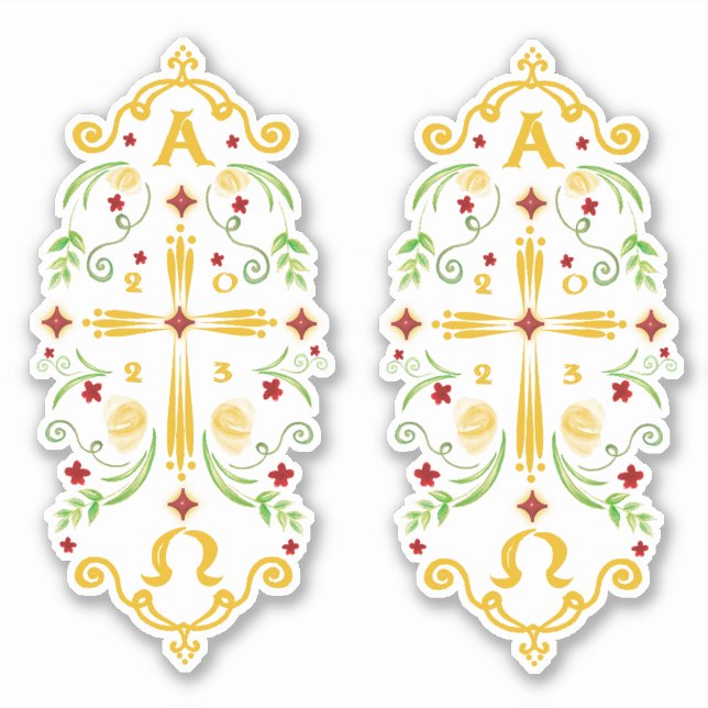 Adesivo 2023 Paschal Candle Red Flowers Sticker (Frente)