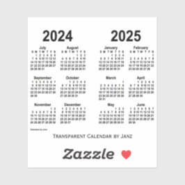 Adesivo 2024-2025 Calendário Transparente de Janz