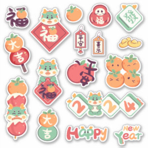 Adesivo 2024 Dragão Festivo Chinês Lunar Ano Novo