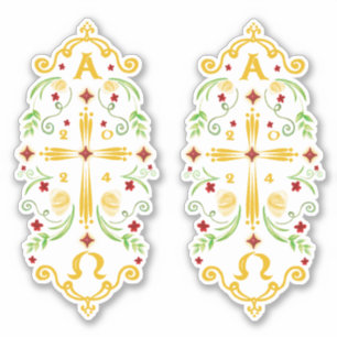 Adesivo 2024 Paschal Candle Red Flowers Sticker