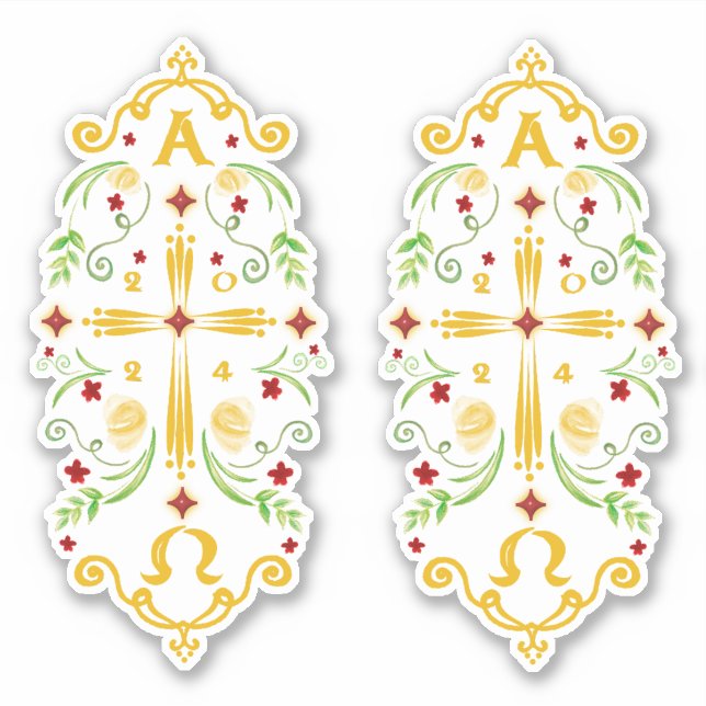 Adesivo 2024 Paschal Candle Red Flowers Sticker (Frente)