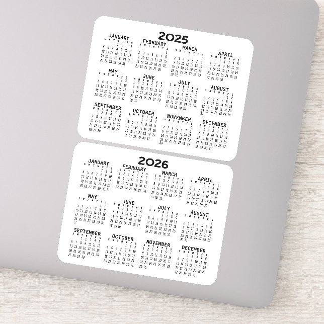Adesivo 2025 2026 Calendário minicalendários preto e branc (Detalhe)
