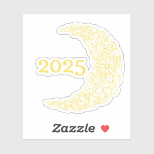 Adesivo 2025 Floral Moon Vinyl Sticker - Perfeito para Lap