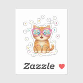 Adesivo 2026 Party Glasses Cat Smiling Feline New Year