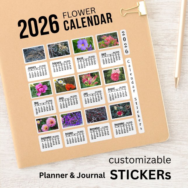 Adesivo 2026 SU Calendar Flower Custom-Cut Vinyl Sticker (Criador carregado)