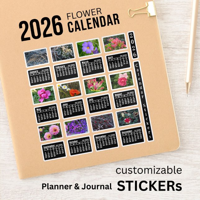 Adesivo 2026 SU Calendar Flower Custom-Cut Vinyl Sticker (Criador carregado)