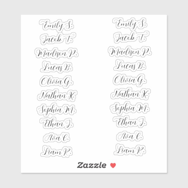 Adesivo 20 convidados Caligrafia Elegante Moderna (Folha)