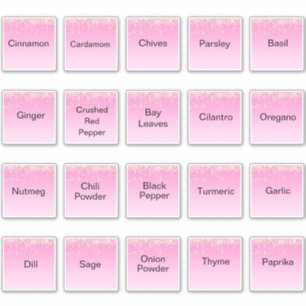 Adesivo 20 ervas aromáticas e especiarias de cozinha, etiq