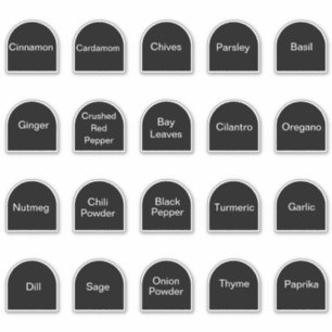 Adesivo 20 ervas aromáticas e especiarias de cozinha, rótu