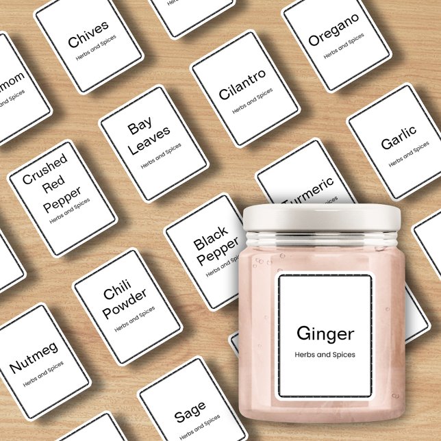 Adesivo 20 ervas e especiarias de cozinha, mínimo moderno (Criador carregado)