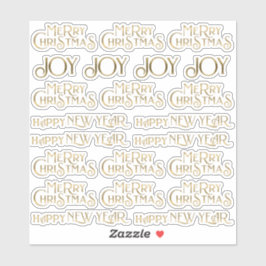 Adesivo 22 Dourado Feliz ano novo e alegria de Natal