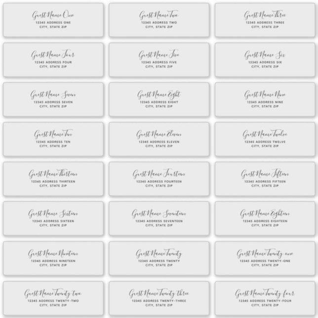 Adesivo 24 Individual Wedding Guest Address Labels (Frente)