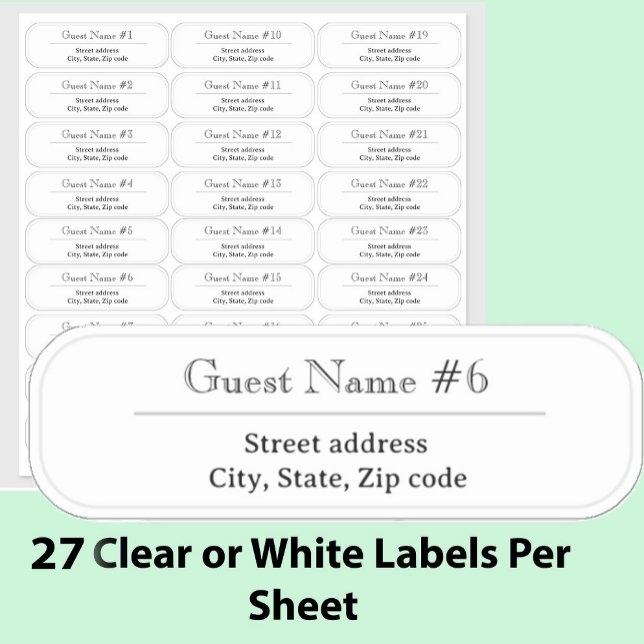 Adesivo 27 Custom Clear or White Wedding Guest Address  (Criador carregado)