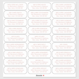 Adesivo 27 destinatários simples convidados de casamento e